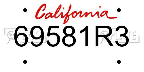 69581R3 California License Plate