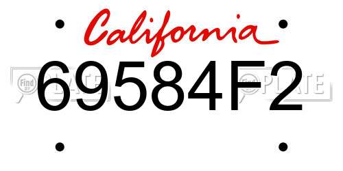 69584F2 California License Plate