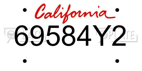 69584Y2 California License Plate