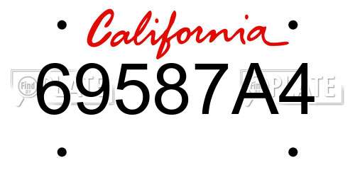 69587A4 California License Plate