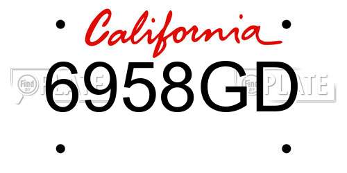 6958GD California License Plate