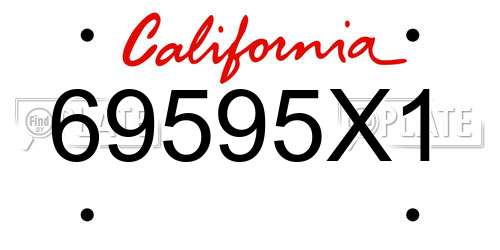 69595X1 California License Plate
