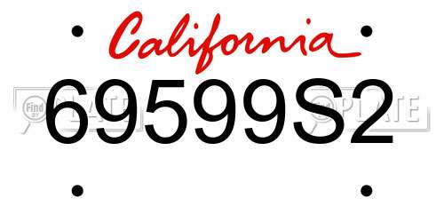 69599S2 California License Plate