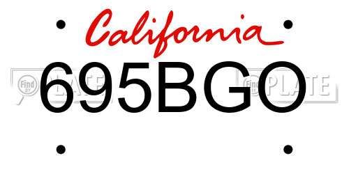 695BGO California License Plate