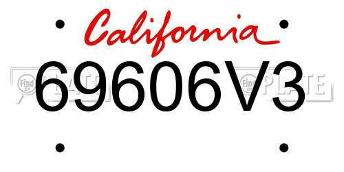 69606V3 California License Plate