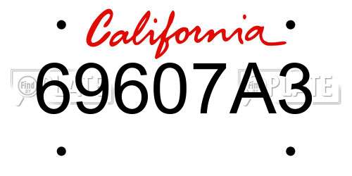 69607A3 California License Plate
