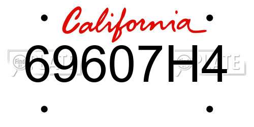 69607H4 California License Plate