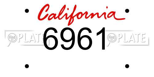 6961 California License Plate