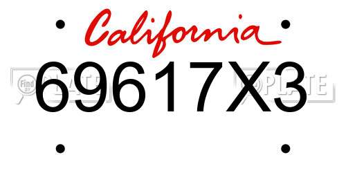 69617X3 California License Plate