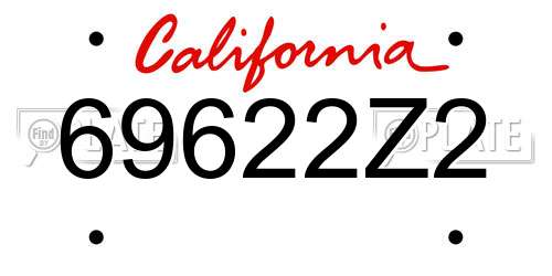 69622Z2 California License Plate