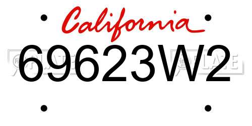69623W2 California License Plate