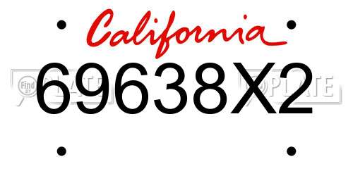 69638X2 California License Plate
