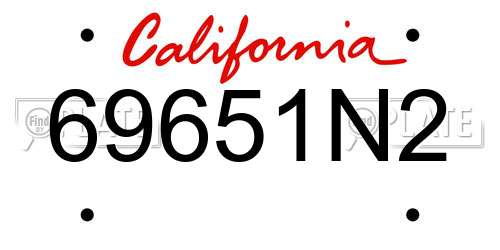 69651N2 California License Plate