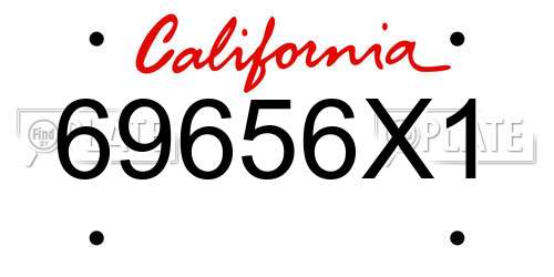 69656X1 California License Plate