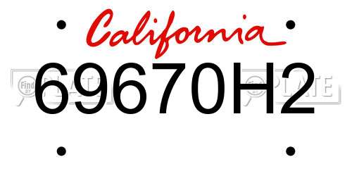 69670H2 California License Plate