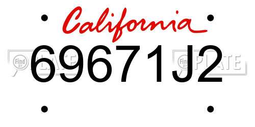 69671J2 California License Plate