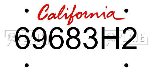 69683H2 California License Plate