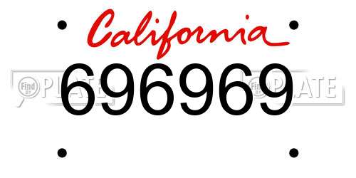696969 California License Plate