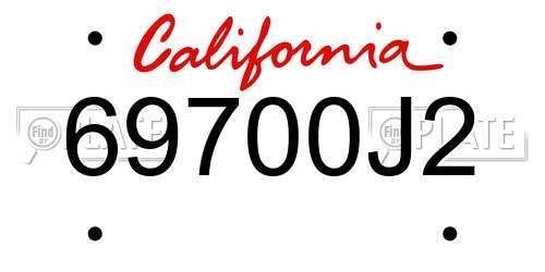 69700J2 California License Plate