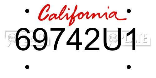 69742U1 California License Plate