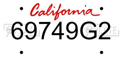 69749G2 California License Plate