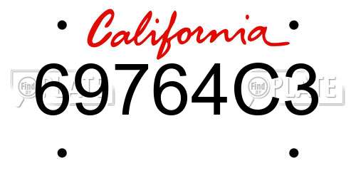 69764C3 California License Plate