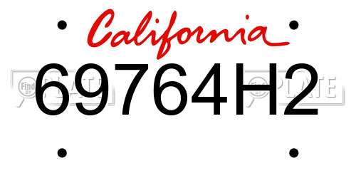 69764H2 California License Plate