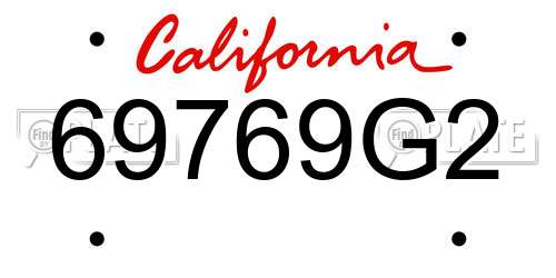 69769G2 California License Plate