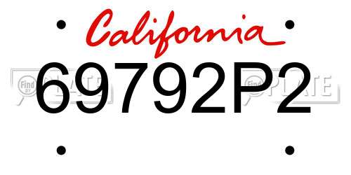 69792P2 California License Plate