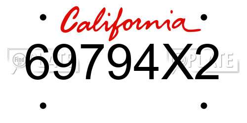 69794X2 California License Plate