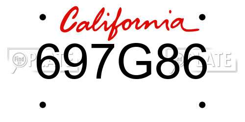 697G86 California License Plate