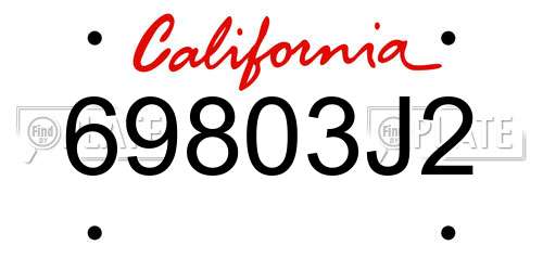 69803J2 California License Plate