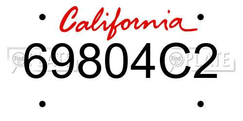 69804C2 California License Plate
