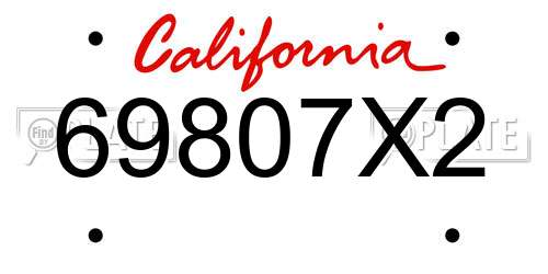 69807X2 California License Plate