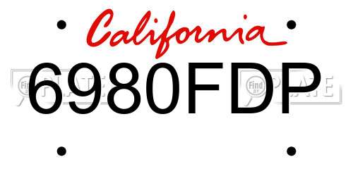 6980FDP California License Plate