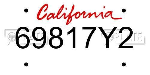 69817Y2 California License Plate