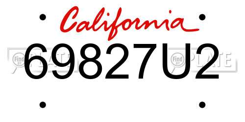 69827U2 California License Plate