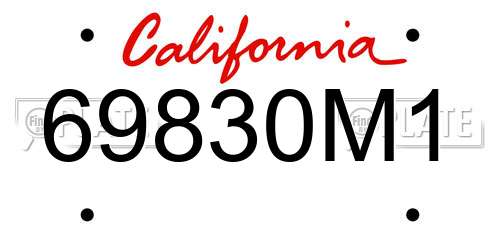 69830M1 California License Plate