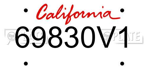 69830V1 California License Plate