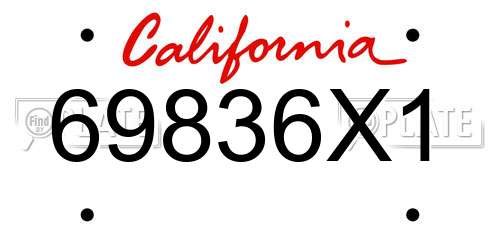 69836X1 California License Plate