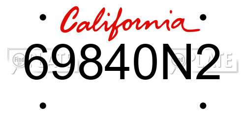 69840N2 California License Plate