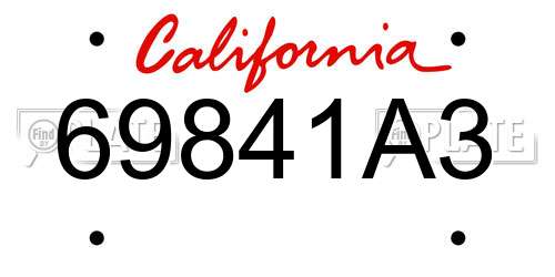 69841A3 California License Plate