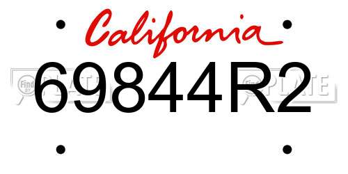 69844R2 California License Plate