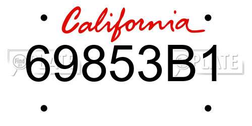 69853B1 California License Plate