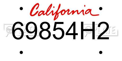 69854H2 California License Plate