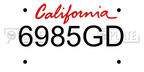 6985GD California License Plate
