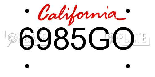 6985GO California License Plate