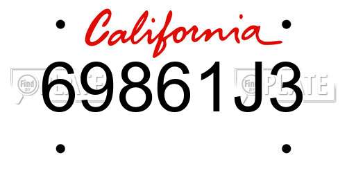 69861J3 California License Plate