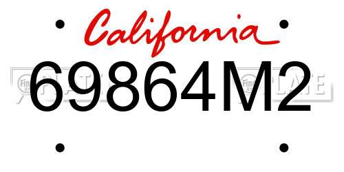 69864M2 California License Plate