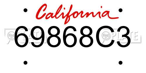 69868C3 California License Plate